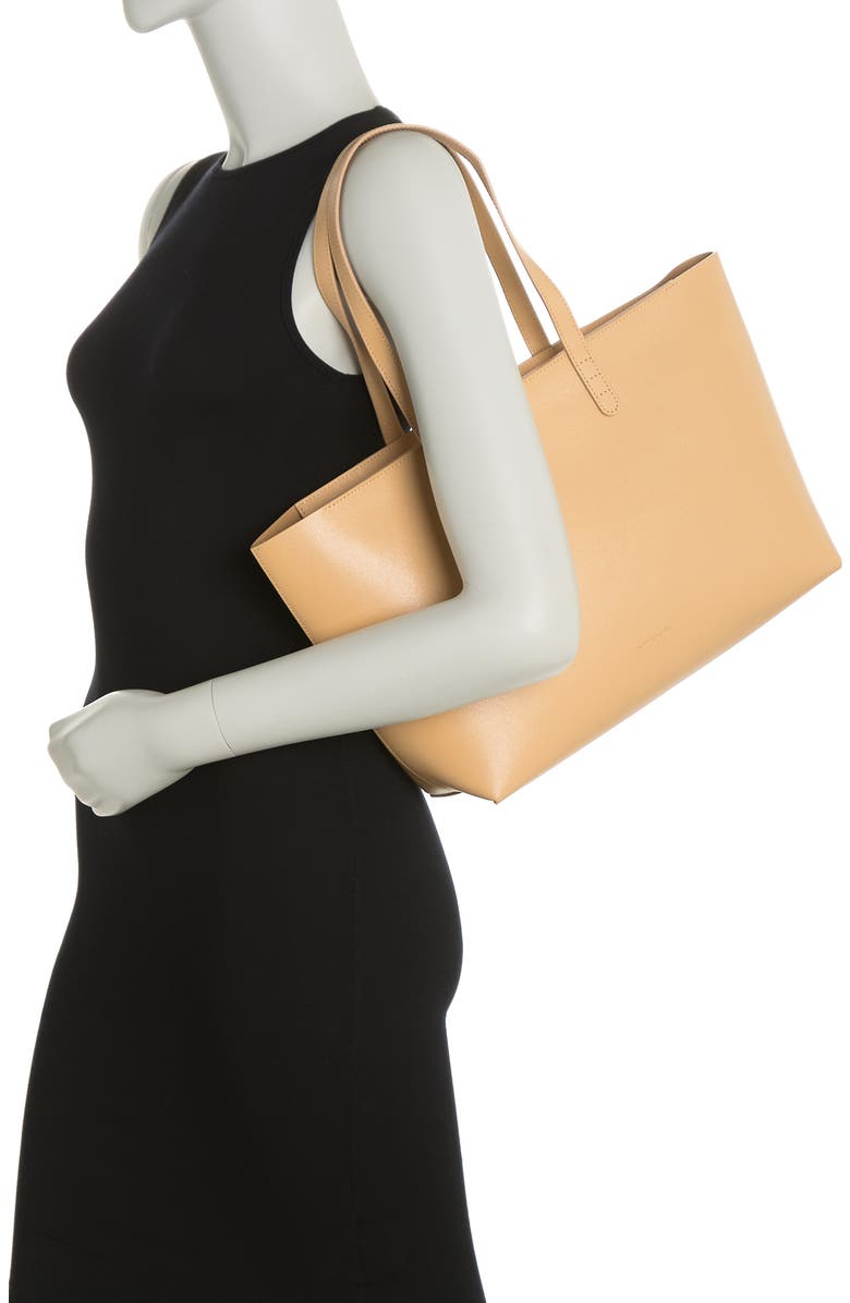 Mansur Gavriel Small Leather Zip Tote, Alternate, color, Sand