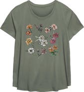 Lost Gods Women's Lost Gods Dainty Watercolor Flowers Graphic T-Shirt