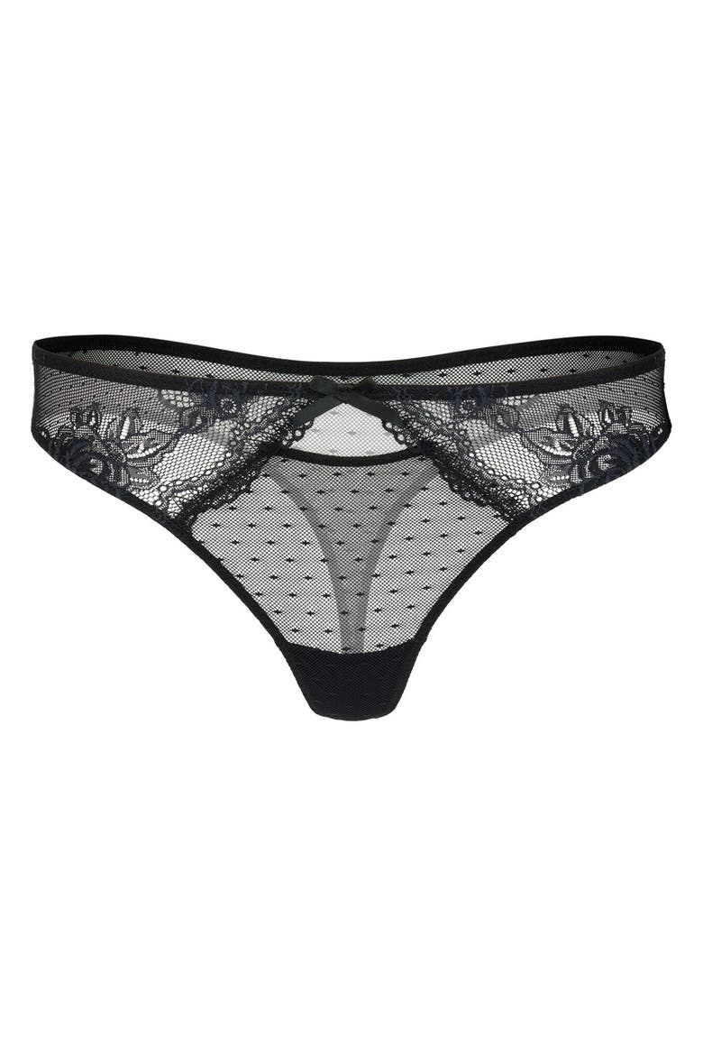 Cordelia Thong Panties, Alternate, color, Black