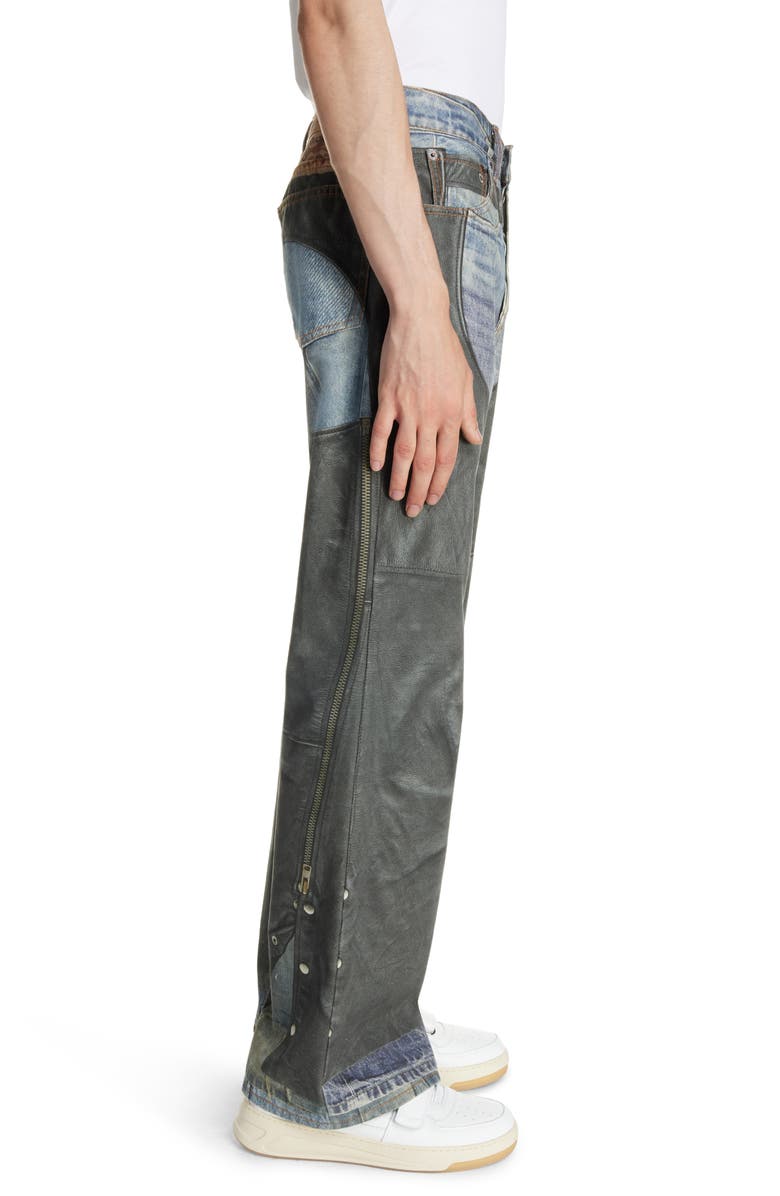 Acne Studios Trompe l'Oeil Faux Leather Chaps Jeans, Alternate, color, 