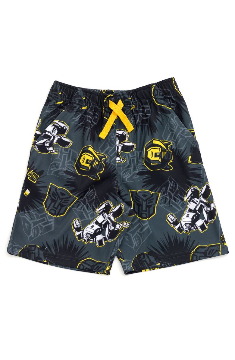 Transformers Bumblebee T-Shirt & Mesh Shorts Set, Alternate, color, Gray