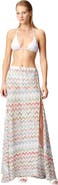 Missoni Long Cover-up Skirt With 3d Zig Zag Lamé And Slit