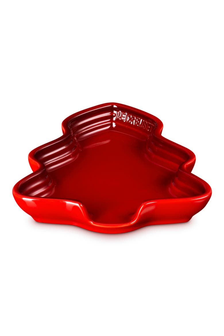 No#l Collection Stoneware Tree Platter, Alternate, color, CERISE