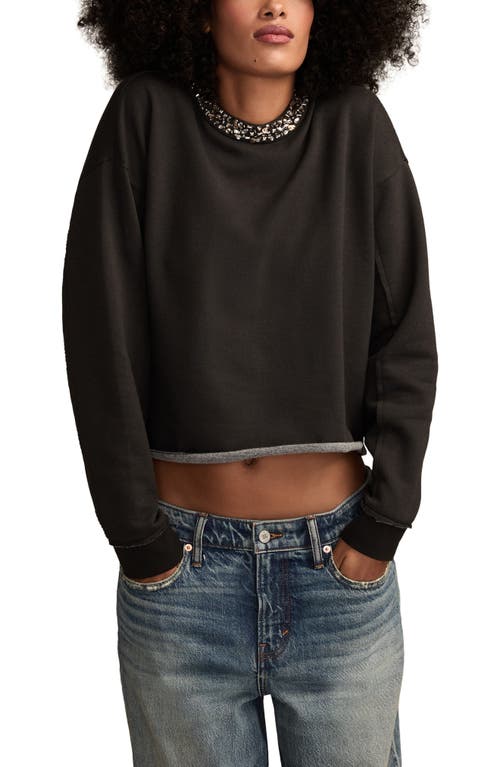 Lucky Brand Beaded Crewneck Sweatshirt In Black