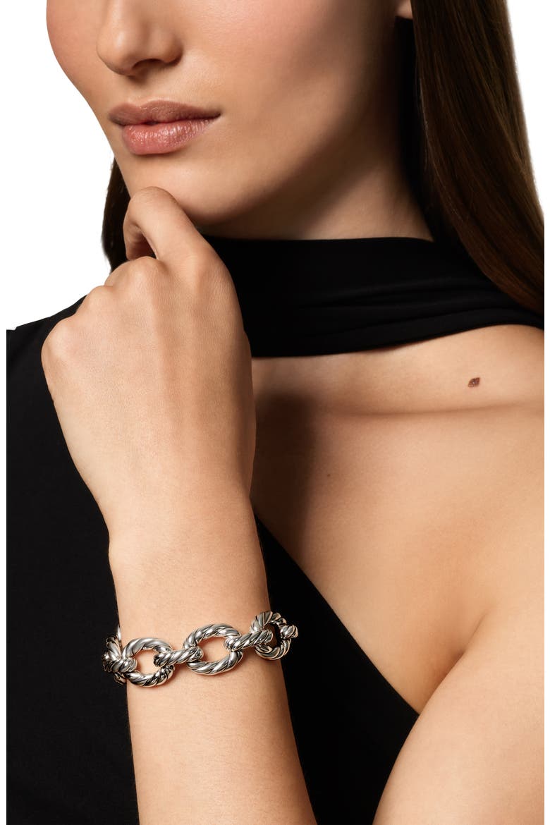 Sculpted Cable Oval Link Bracelet in Sterling Silver, 18mm, Alternate, color, SILVER
