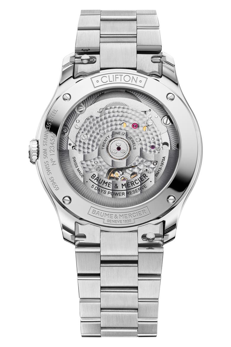 Clifton Braumatic Bracelet Watch, 39mm, Alternate, color, WHITE