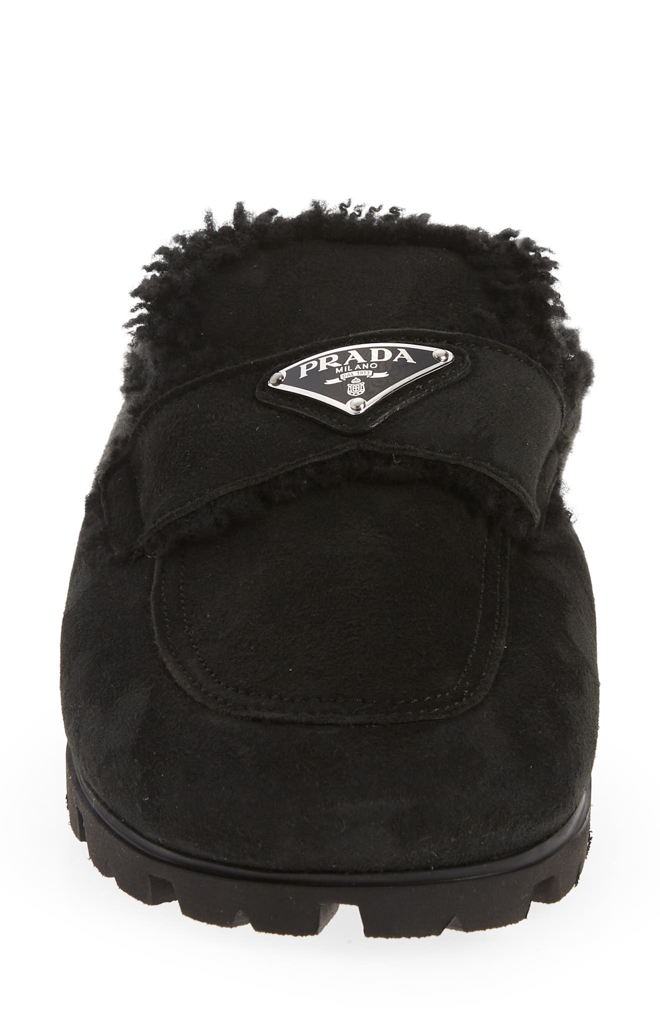 Prada Fussbet Genuine Shearling Slipper, Alternate, color, 