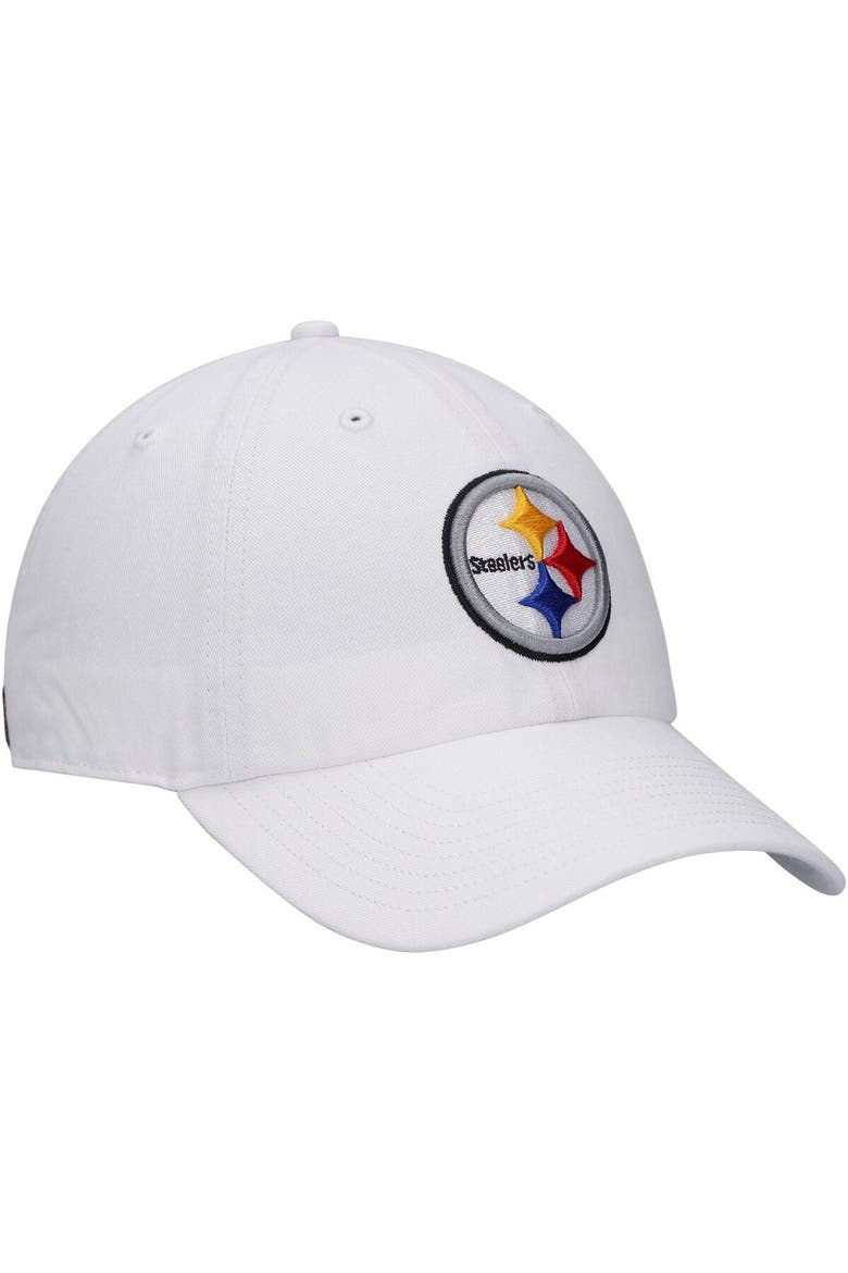 Men's '47 White Pittsburgh Steelers Logo Clean Up Adjustable Hat, Alternate, color, White
