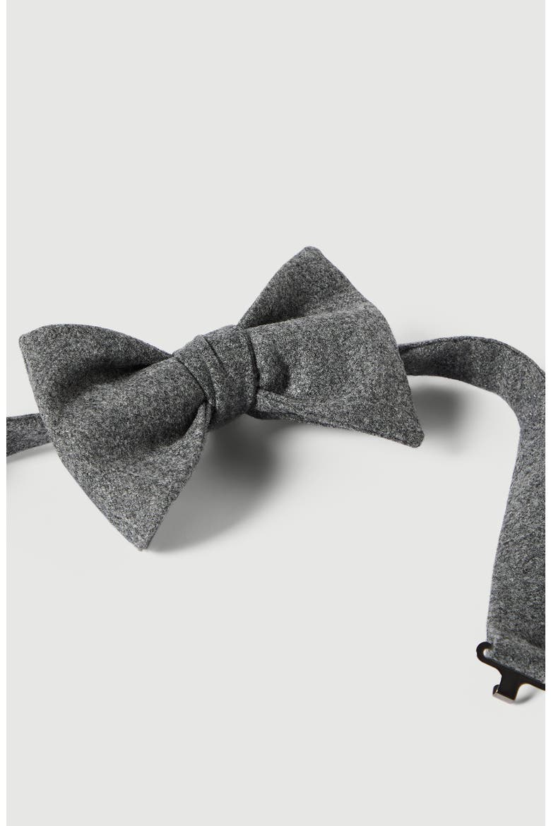 Wool, silk and cashmere lightweight flannel bow tie, Alternate, color, Dark Grey