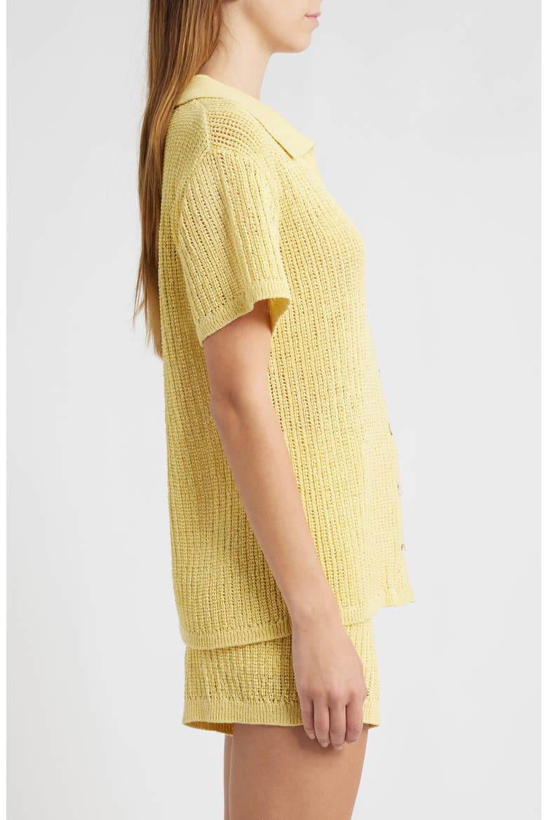 Sunny Open Stitch Button-Up Sweater, Alternate, color, GOLDEN YELLOW