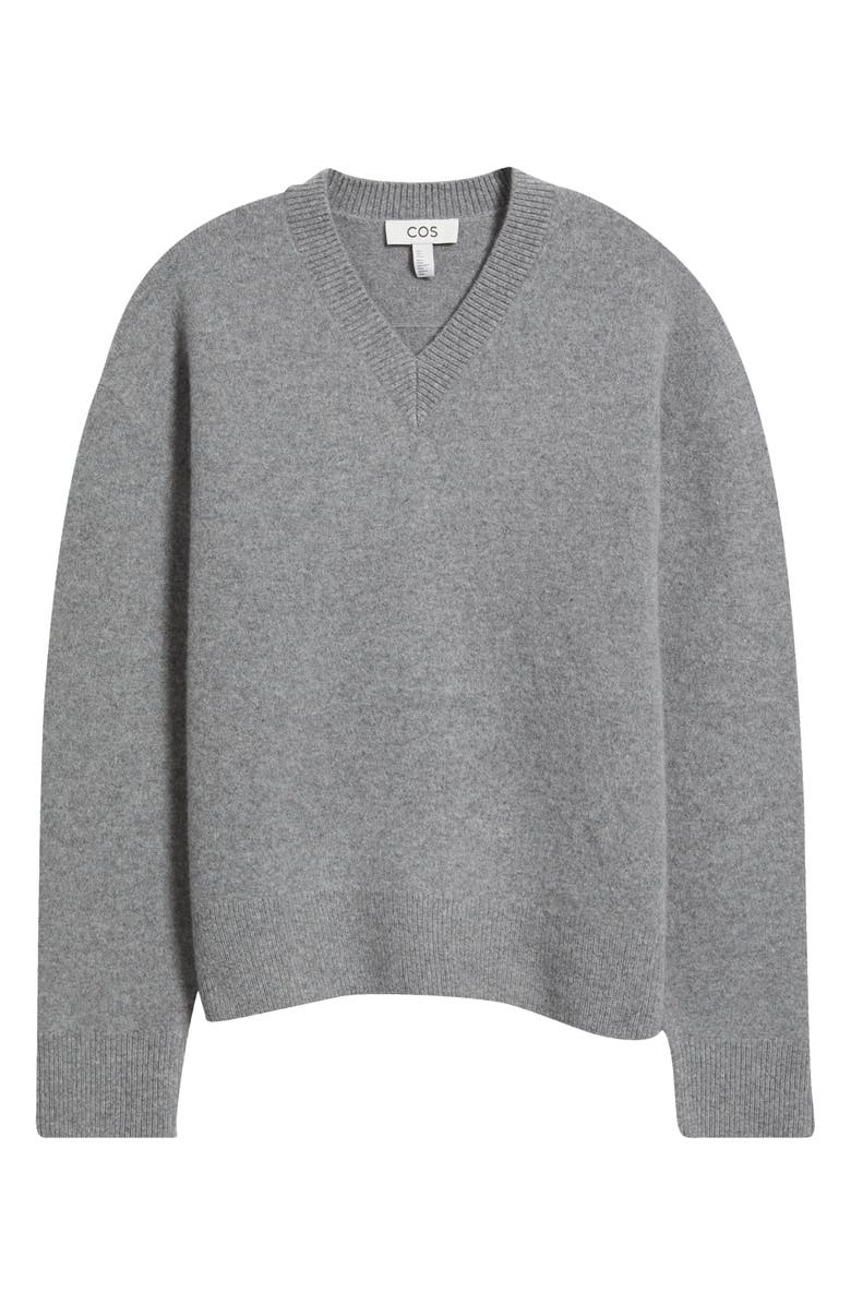 COS Wool Blend V-Neck Sweater, Main, color, Grey Dusty Light