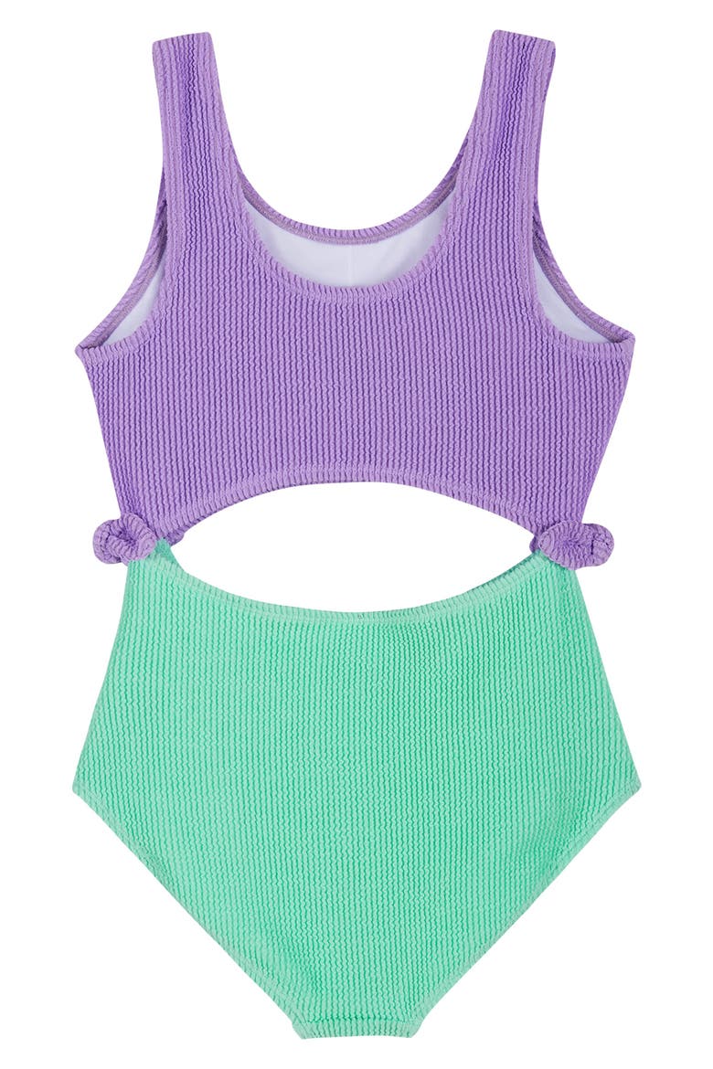 Kids' Cutout Crinkle One-Piece Swimsuit, Alternate, color, PURPLE CRINKLE