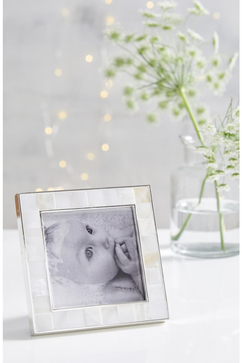 Mother-of-Pearl Picture Frame, Main, color, WHITE