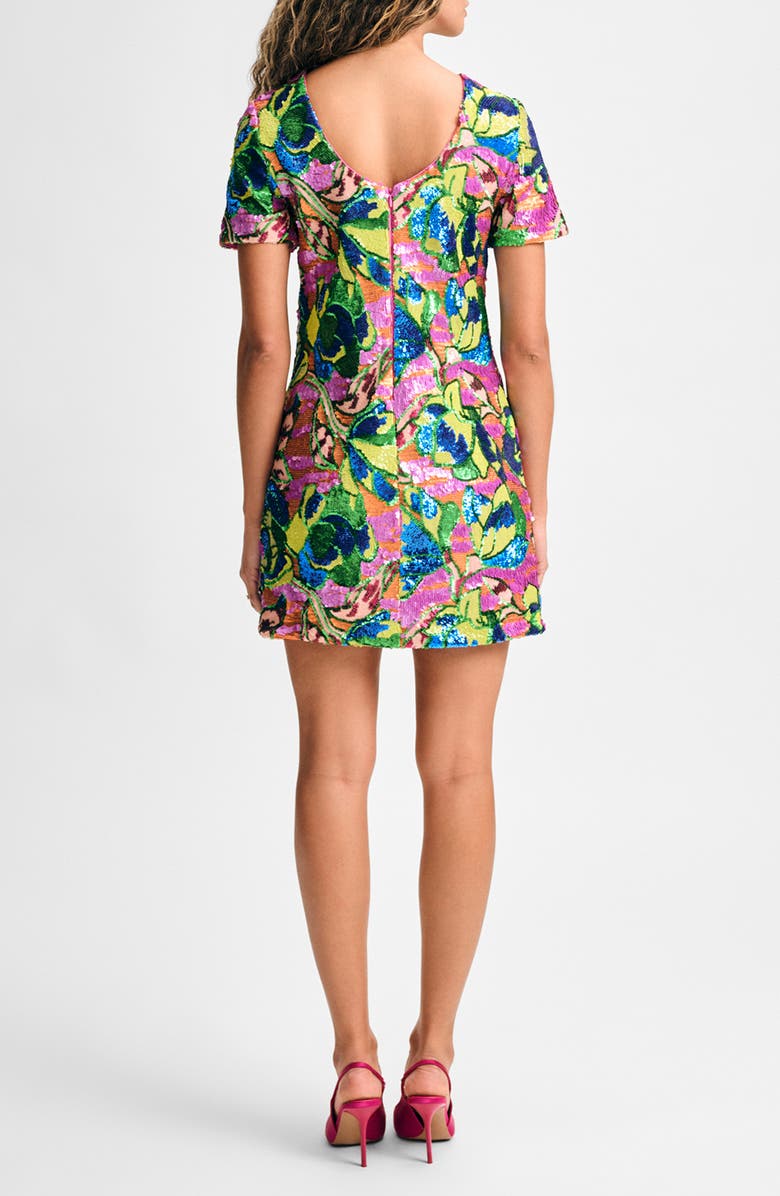 Isaac Mizrahi New York Floral Sequin Shift Minidress, Alternate, color, 