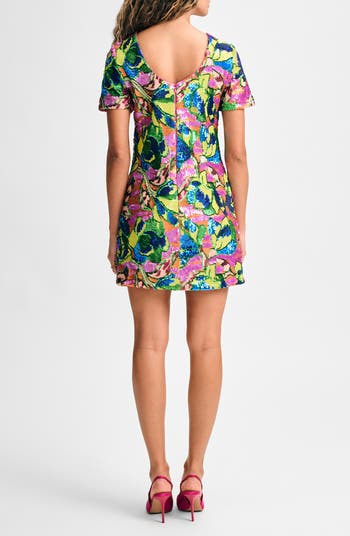 Floral Sequin Shift Minidress