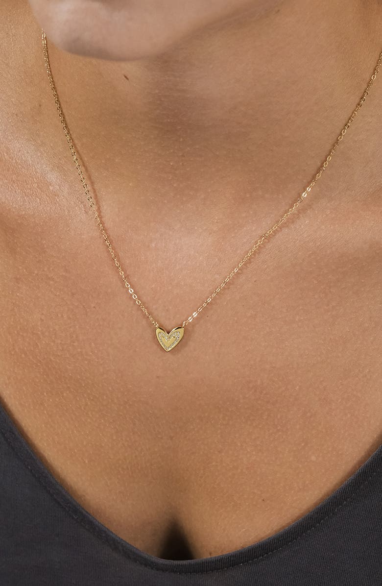 Sterling Forever Mabel Cubic Zirconia Heart Pendant Necklace, Alternate, color, Gold
