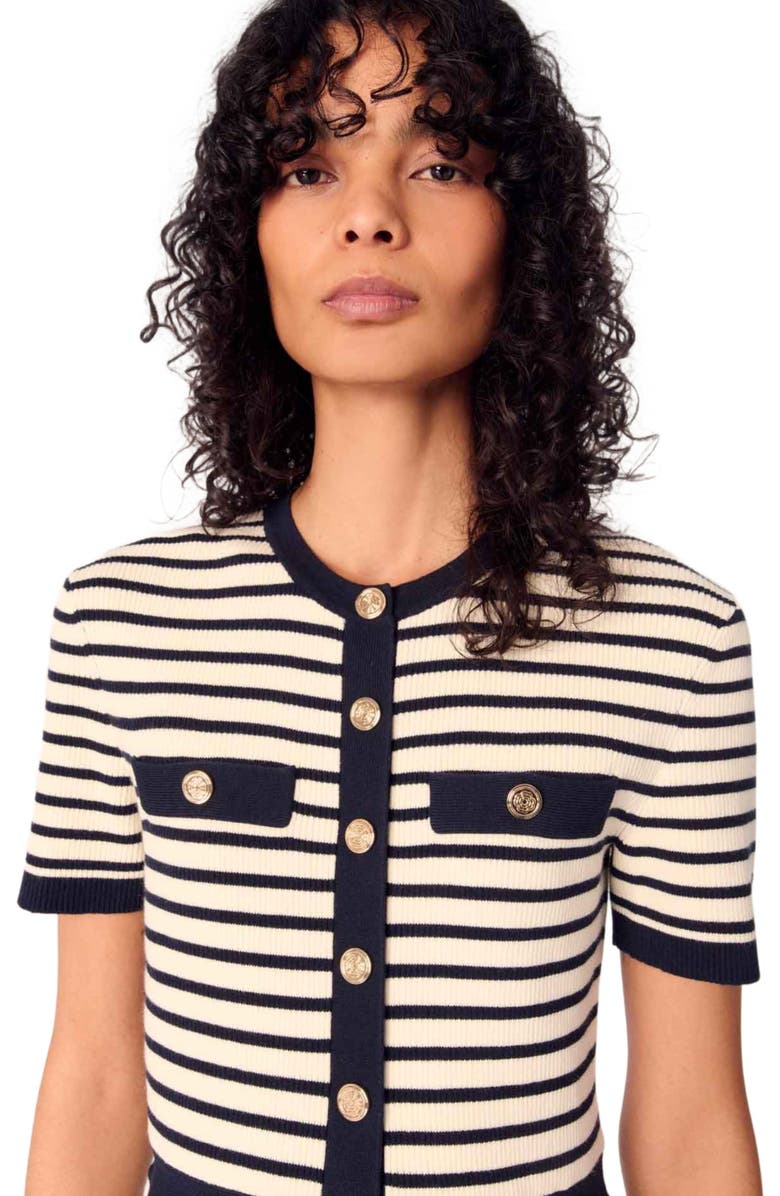 maje Rib knit short dress, Alternate, color, 