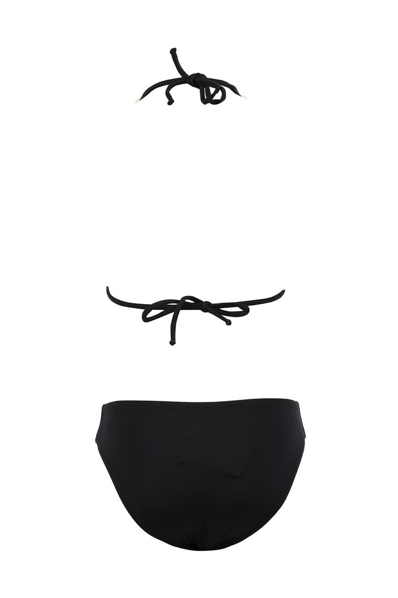 Triangle with Hand-Finished Shell Accents Two-Piece Bikini, Big Kid, Alternate, color, Black