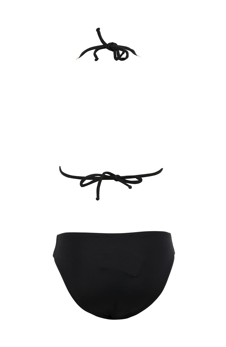 NESSI BYRD Triangle with Hand-Finished Shell Accents Two-Piece Bikini, Big Kid, Alternate, color, Black