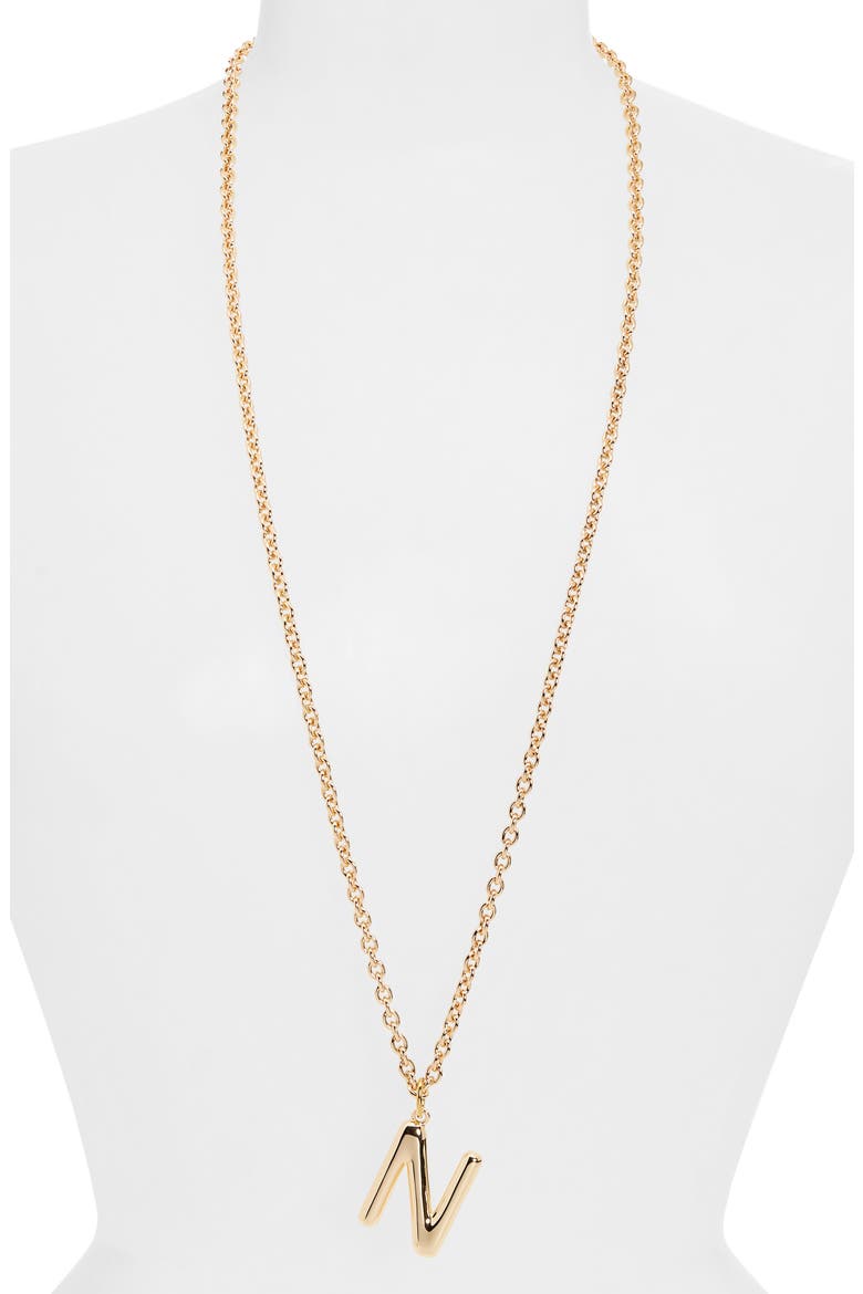 The Big Puffy Initial Pendant Necklace, Alternate, color, GOLD - N
