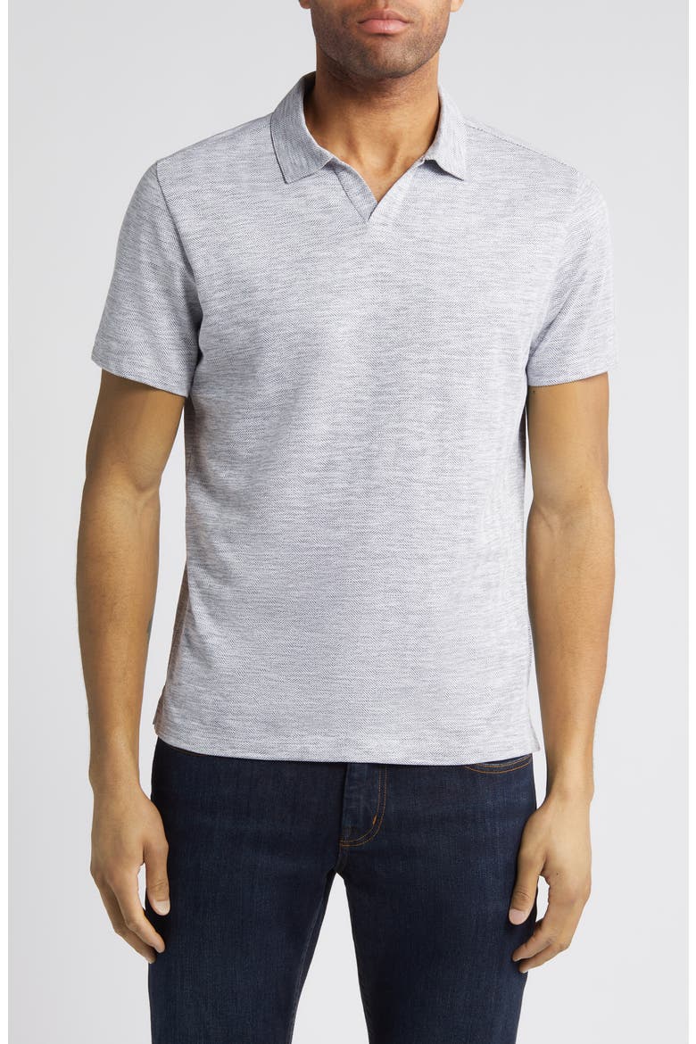 Martel Slim Fit Herringbone Jacquard Johnny Collar Polo, Main, color, GREY