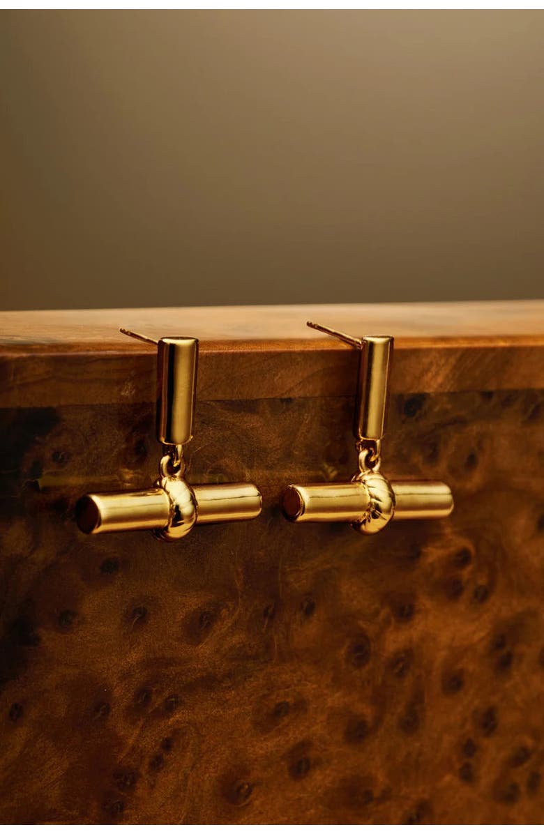 Katie Loxton Themis Waterproof Gold T-Bar Earrings, Alternate, color, Gold