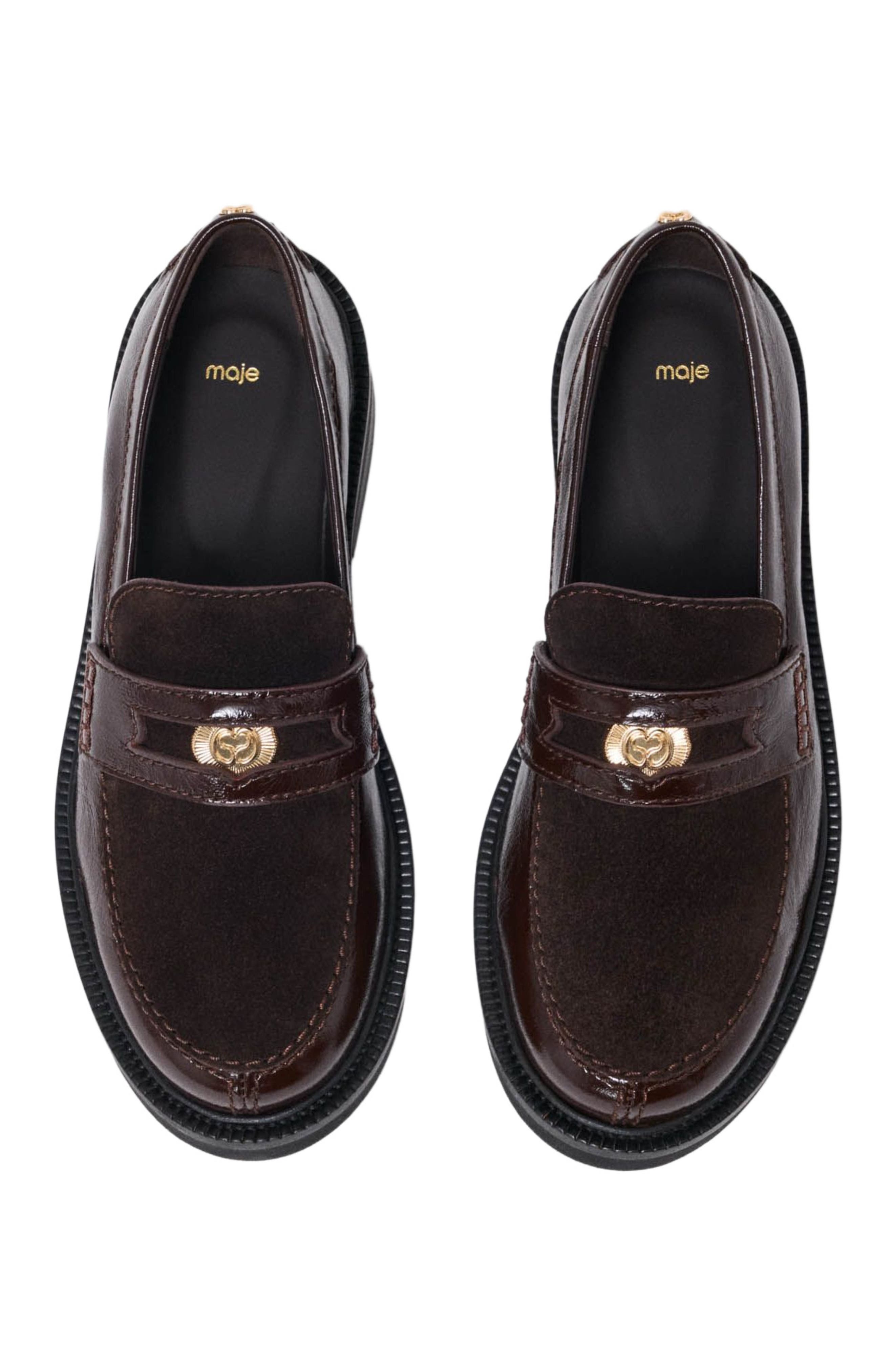 Leather and suede loafers, Alternate, color, Dark brown