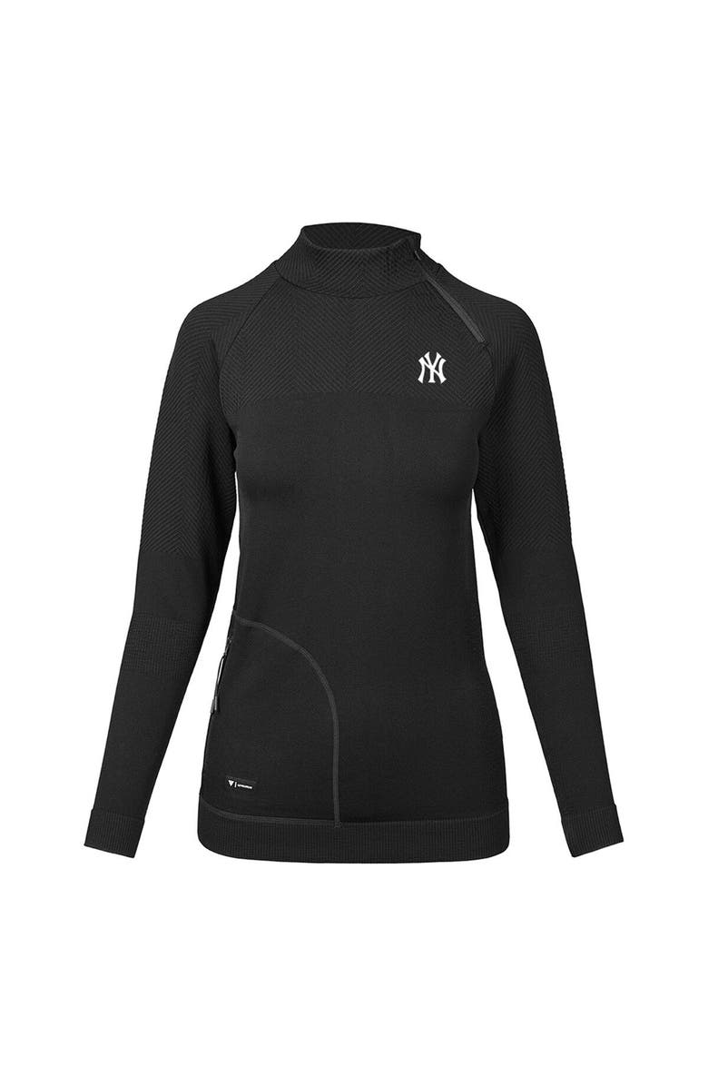 LEVELWEAR Women's Levelwear Black New York Yankees Verse Asymmetrical Raglan Tri-Blend Quarter-Zip Jacket, Alternate, color, Black