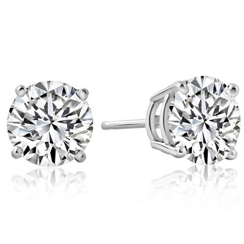 Bliss Diamond 2 1/4 Ct T.w. Round Cut Diamond Studs Lab Grown 14k Gold In 14k White Gold