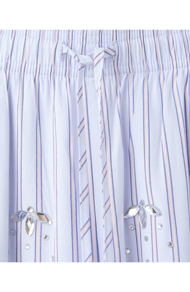 MANGO Crystal Embellished Stripe Drawstring Pants, Alternate, color, Sky Blue