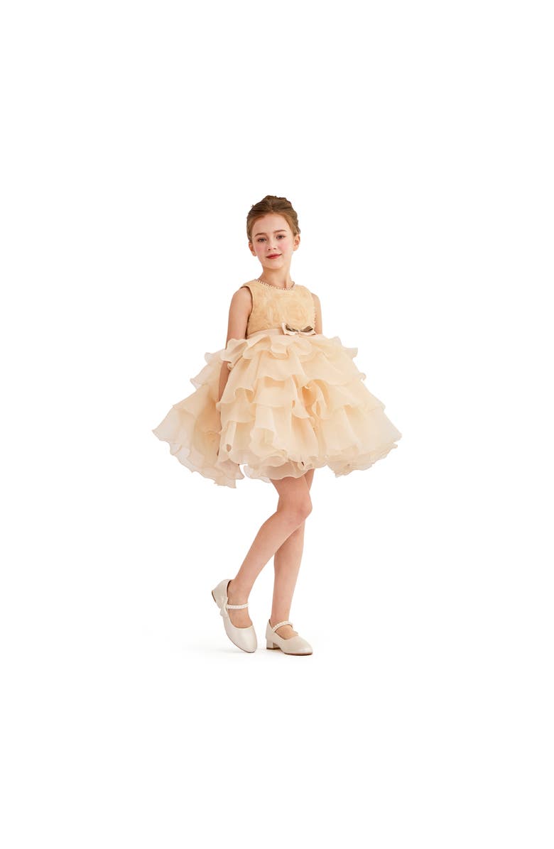 Tulleen Floral Ruffle Occasion Dress, Alternate, color, Cream