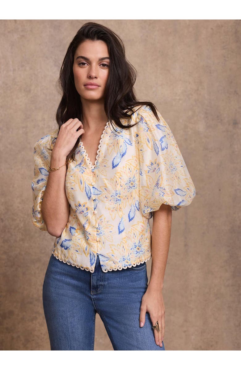 MINT VELVET Floral Puff Sleeve Blouse, Alternate, color, Orange