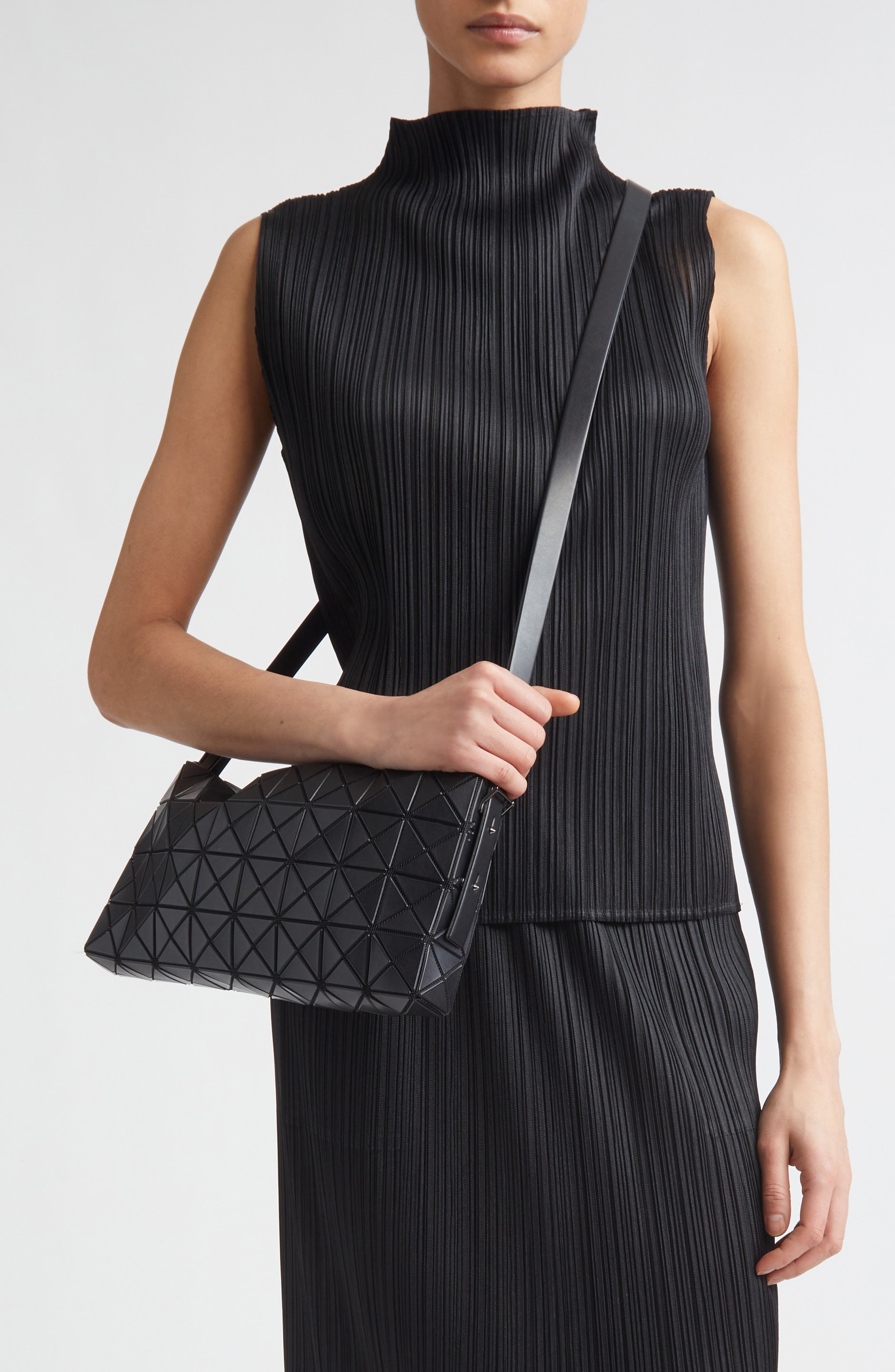 Bao Bao Issey Miyake Oblong East/West Shoulder Bag, Alternate, color, Matte Black