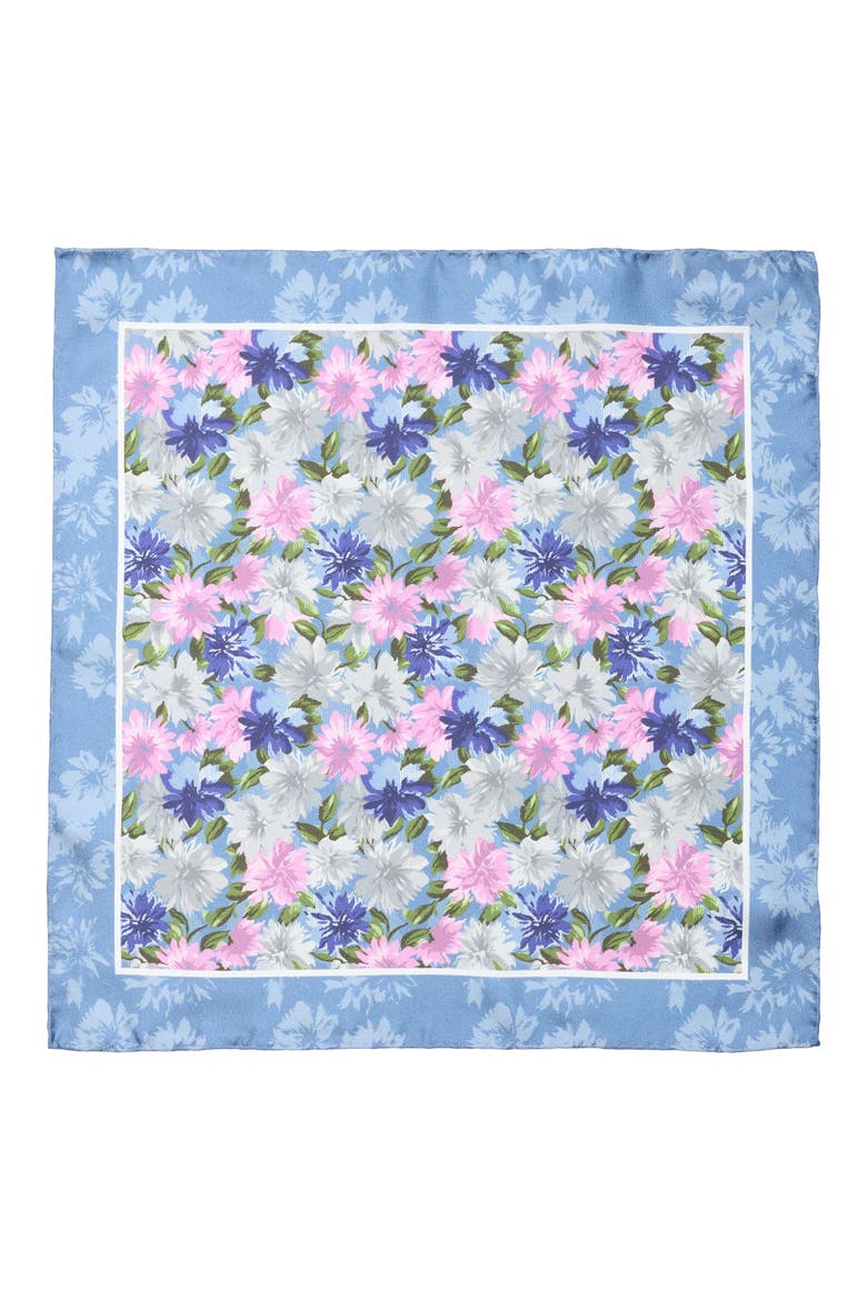 Floral Silk Pocket Square, Alternate, color, MEDIUM BLUE