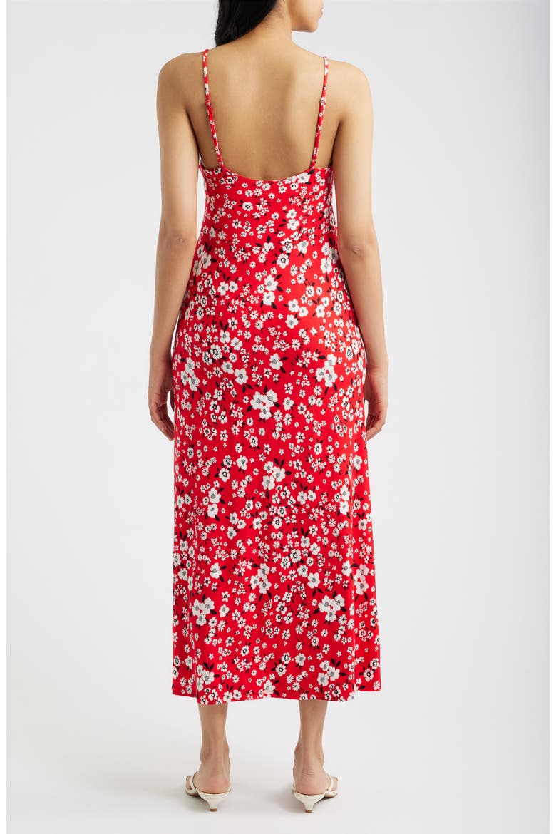 Strappy Twist Floral Midi Dress, Alternate, color, RED