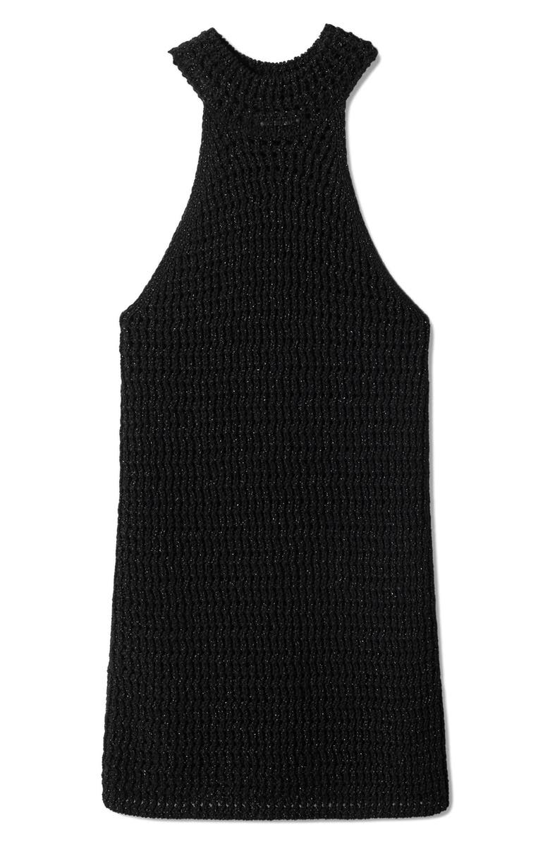 MANGO Openwork Sweater Dress, Alternate, color, Black