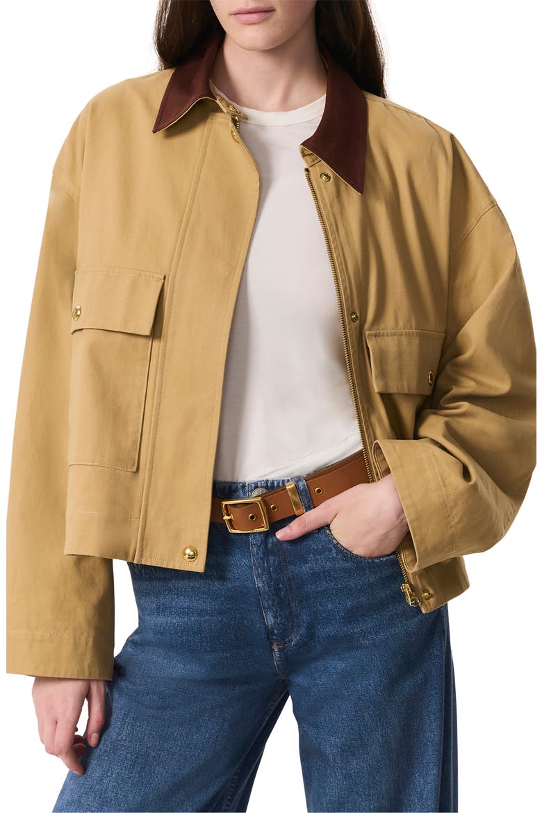 Nonie Cotton Jacket with Removable Lining, Main, color, BEIGE
