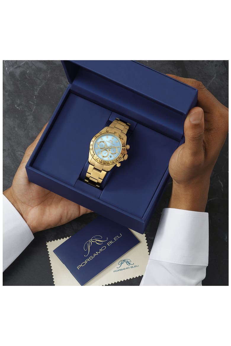 Preston Bracelet Strap Multifunction Watch, 41mm, Alternate, color, GOLD