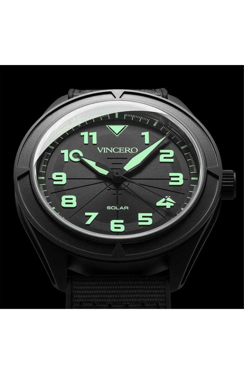 Vincero The Stratos Titanium Solar Webbing Strap Watch, 41mm, Alternate, color, Dark Matter