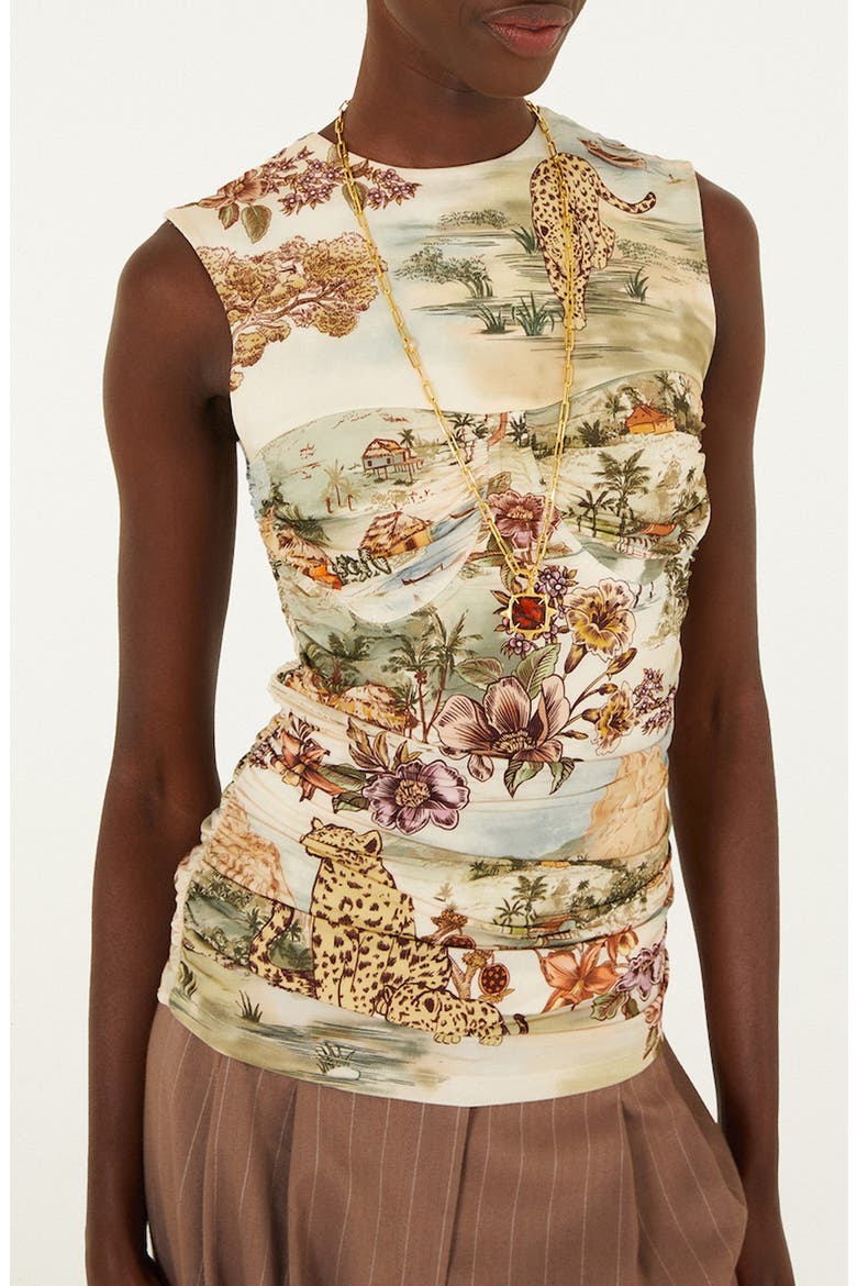 Toile de Rio Ruched Sleeveless Top, Main, color, TOILE DE RIO OFF-WHI
