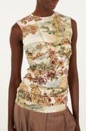 FARM Rio Toile de Rio Ruched Sleeveless Top