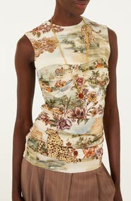 FARM Rio Toile de Rio Ruched Sleeveless Top