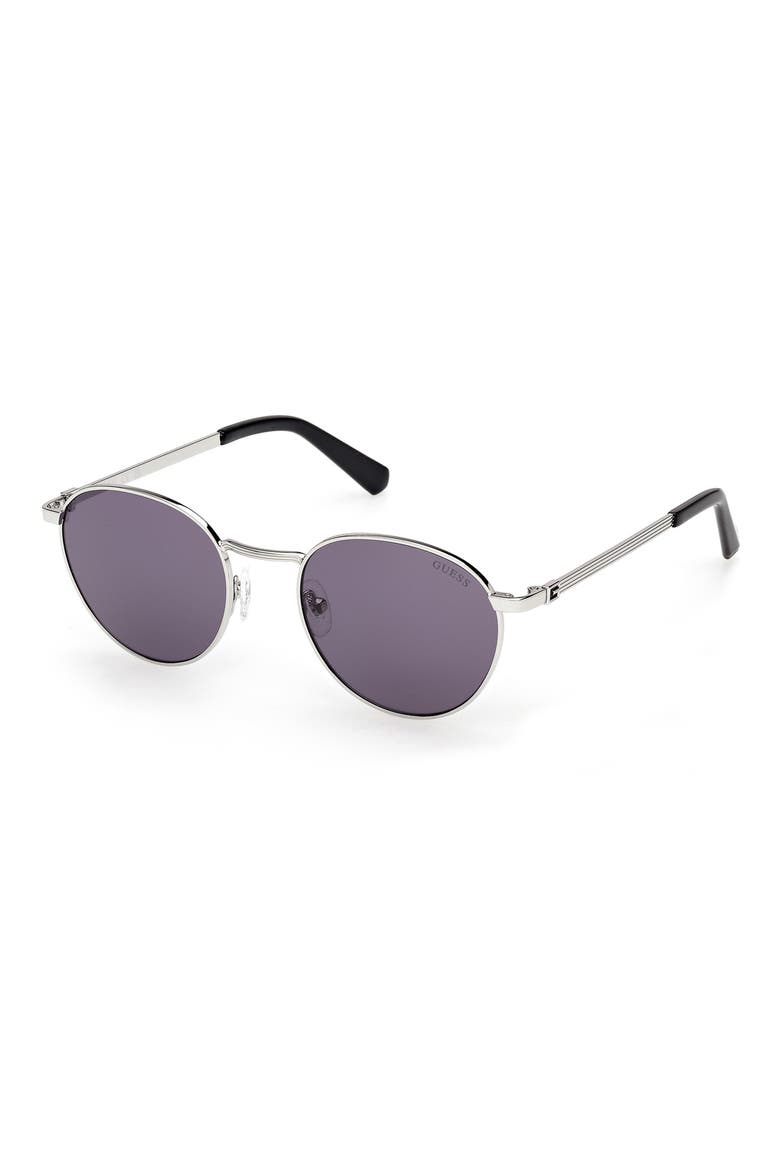 Round Sunglasses, Alternate, color, SHINY LIGHT NICKELTIN / VIOLET