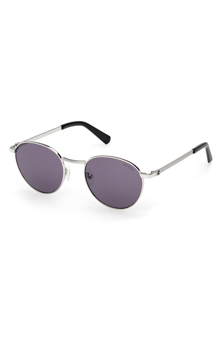 GUESS Round Sunglasses, Alternate, color, Shiny Light Nickeltin / Violet
