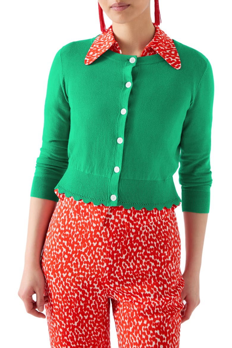 Vanessa Crewneck Cardigan, Main, color, GREEN