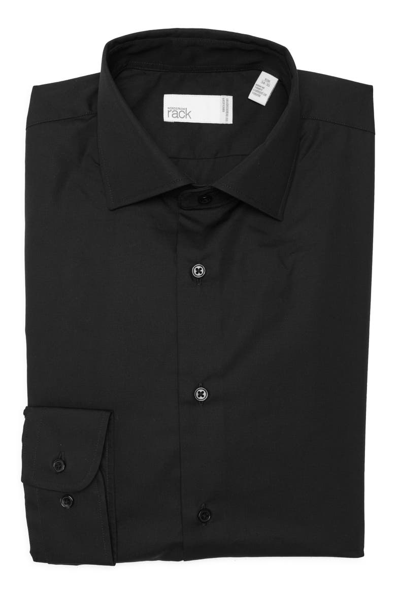 Traditional Fit Button-Up Dress Shirt, Main, color, BLACK ROCK