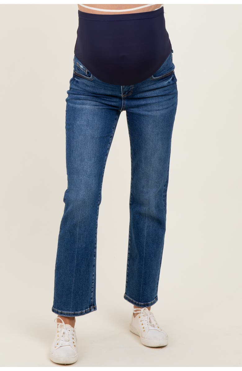 PinkBlush High Rise Crop Straight Maternity Jeans, Alternate, color, Navy Blue