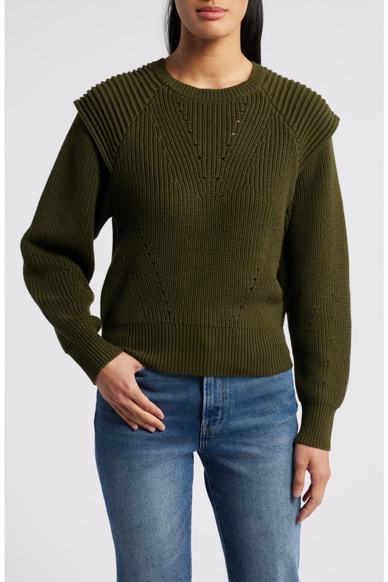 Extended Shoulder Sweater, Main, color, WINTERGREEN