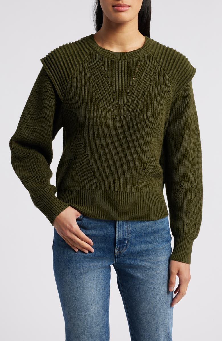 Wit & Wisdom Extended Shoulder Sweater, Main, color, Wintergreen