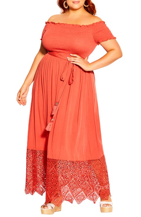 Off the Shoulder Maxi Dress (Plus Size)